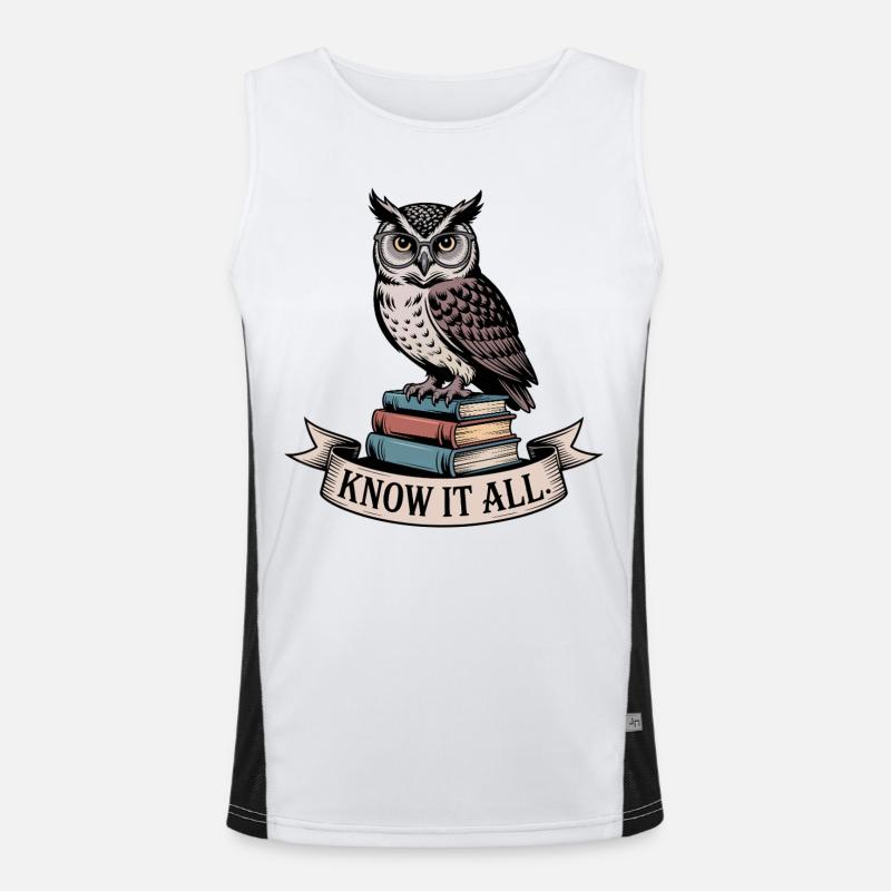 Owl on Books Know It All Men's Functional Contrast Tank Top 
