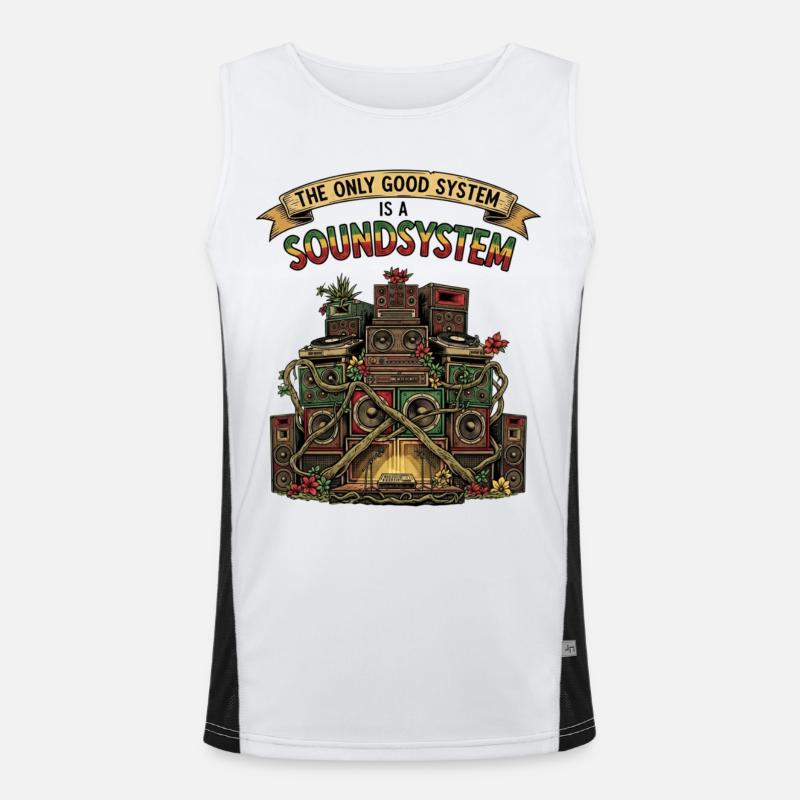 Sound System Collage Dub Reggae Funktionelles Kontrast-Tank Top für Männer 