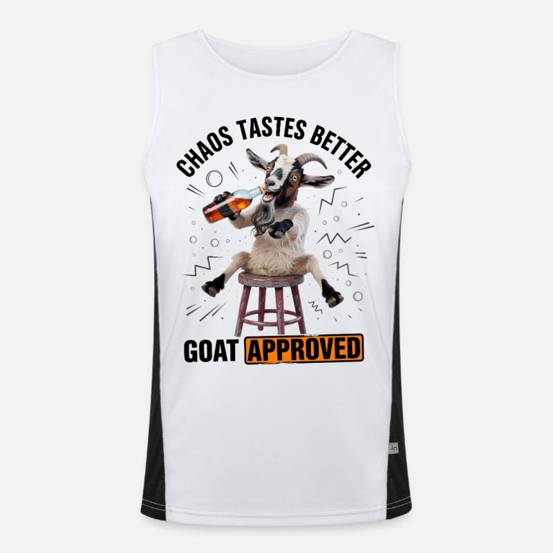 Goat On Stool Drinking Beer Men's Functional Contrast Tank Top 