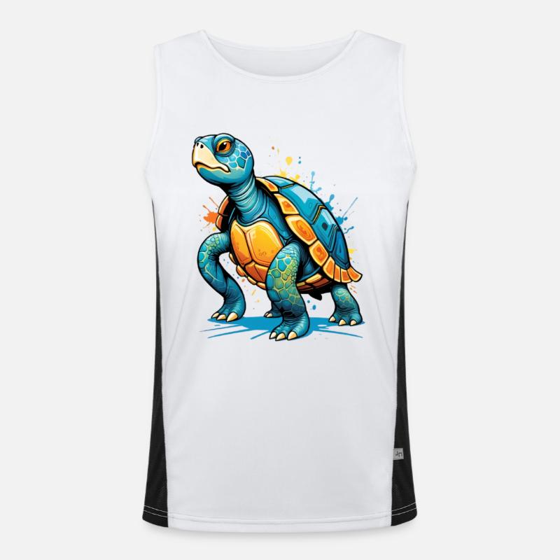Illustration de tortue colorée avec des éclaboussures Débardeur respirant contrasté Homme 