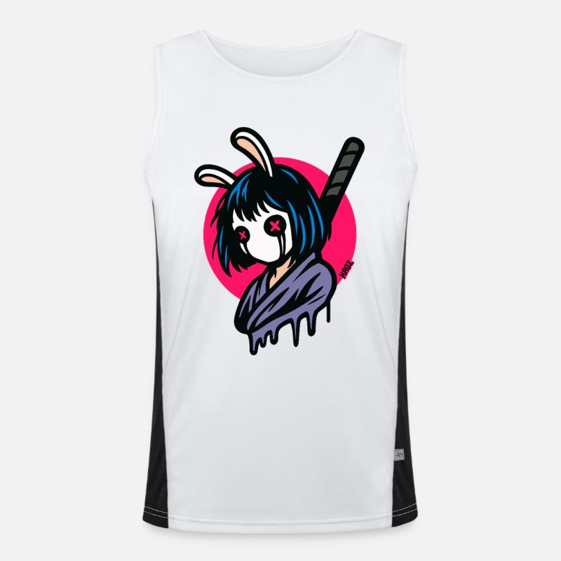 Häschen Masken Samurai Kriegerin Funktionelles Kontrast-Tank Top für Männer 