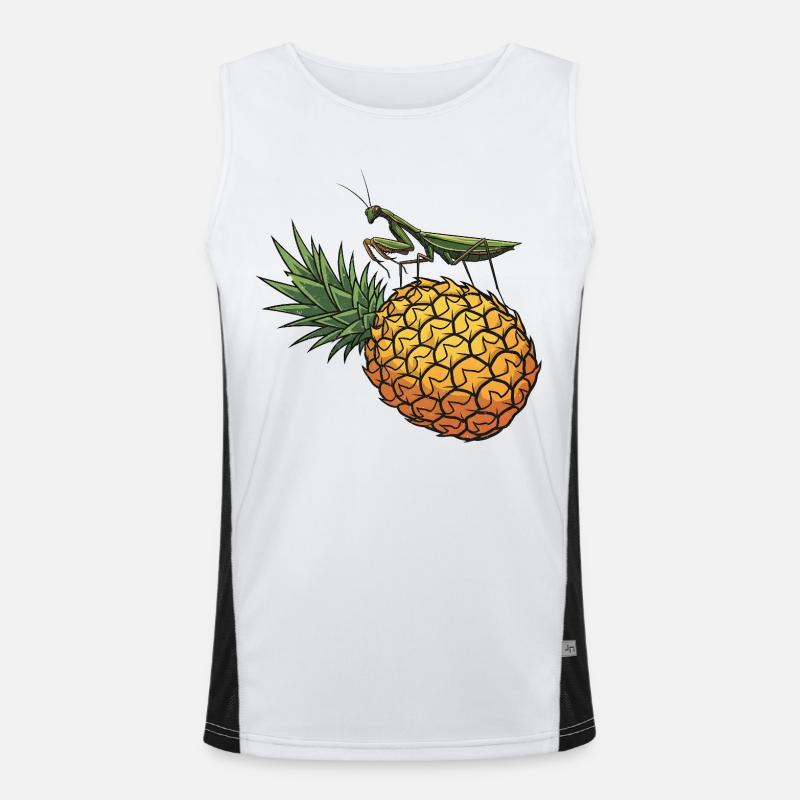 Pineapple with grasshopper illustration Men's Functional Contrast Tank Top 