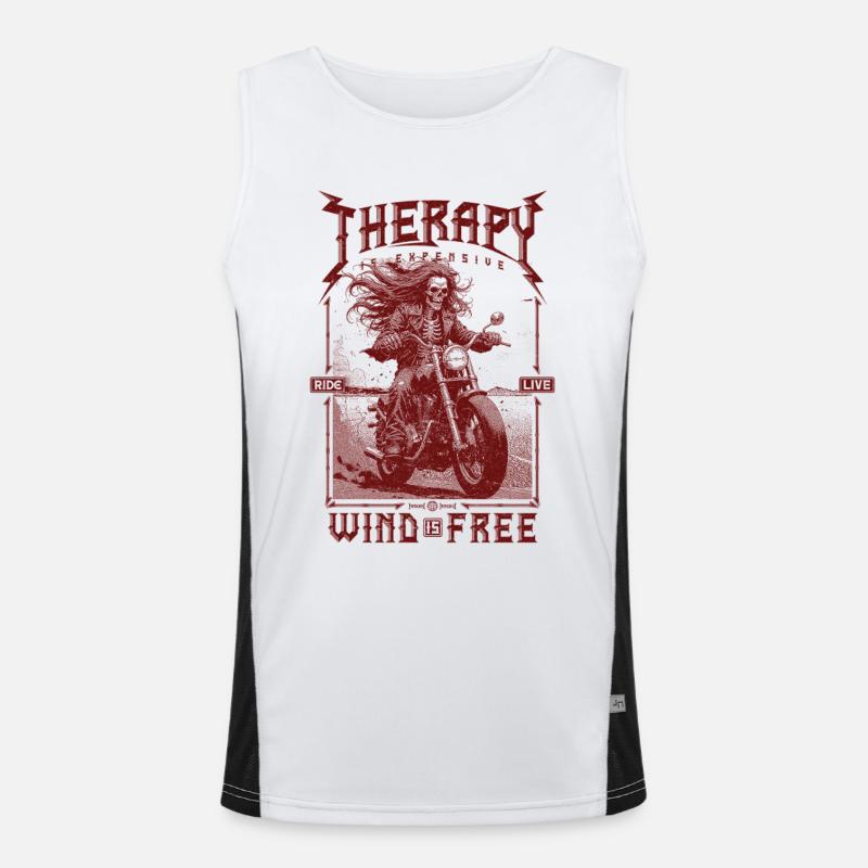 Therapy is Expensive Wind is Free Motorcycle Rider Men's Functional Contrast Tank Top 