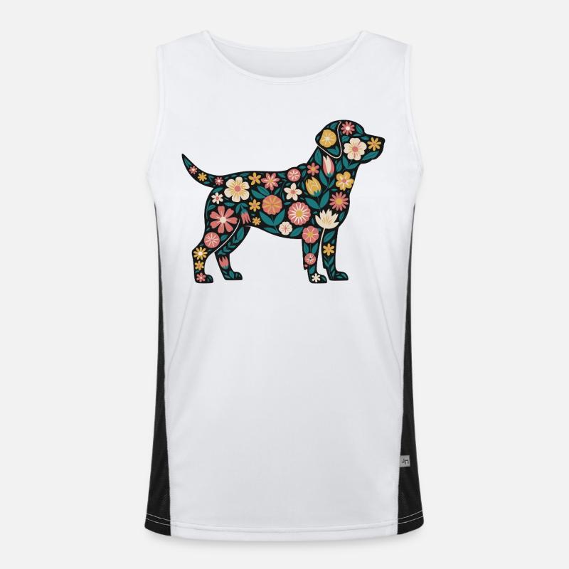 Silhouette de chien fleur Débardeur respirant contrasté Homme 