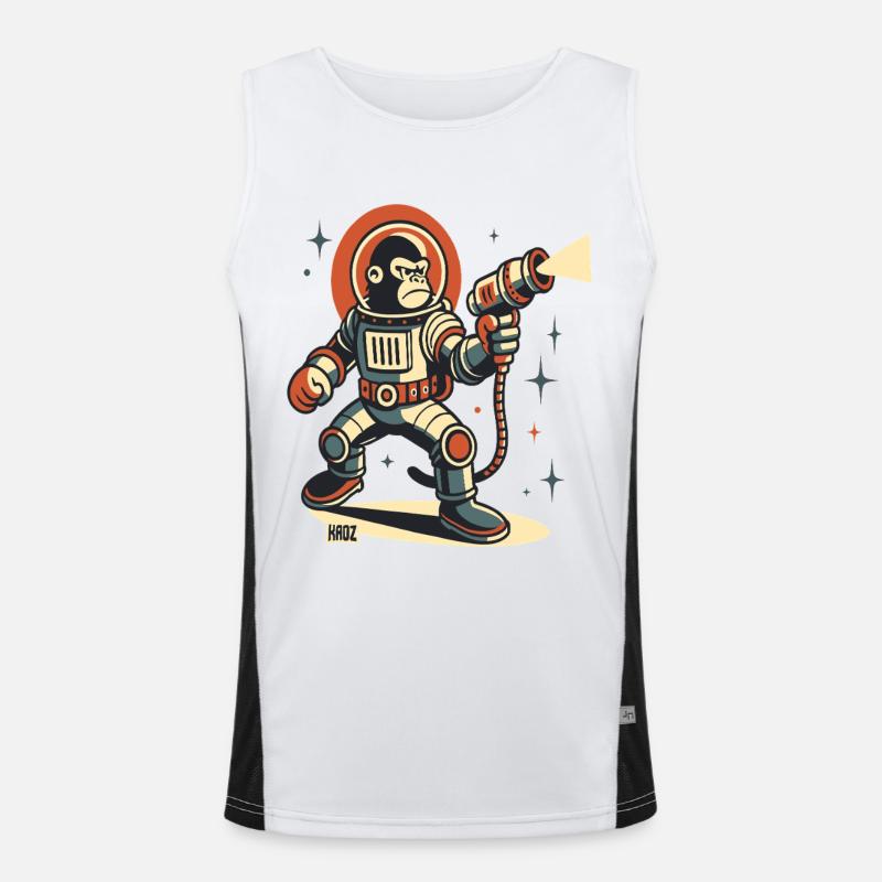 Space Monkey Astronaut Laser Blaster Funktionelles Kontrast-Tank Top für Männer 