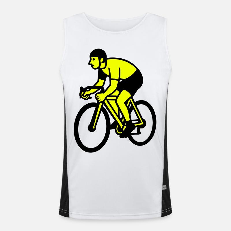Neon Wheel Silhouette Cyclist Men's Functional Contrast Tank Top 
