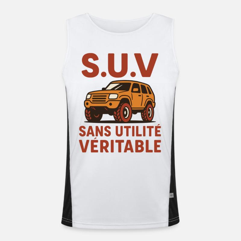 SUV ohne Nutzen echter Humor ironisches Auto Funktionelles Kontrast-Tank Top für Männer 