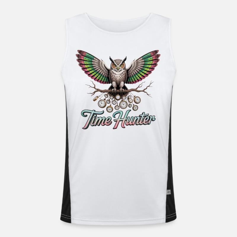 Zeitjäger-Eule Funktionelles Kontrast-Tank Top für Männer 