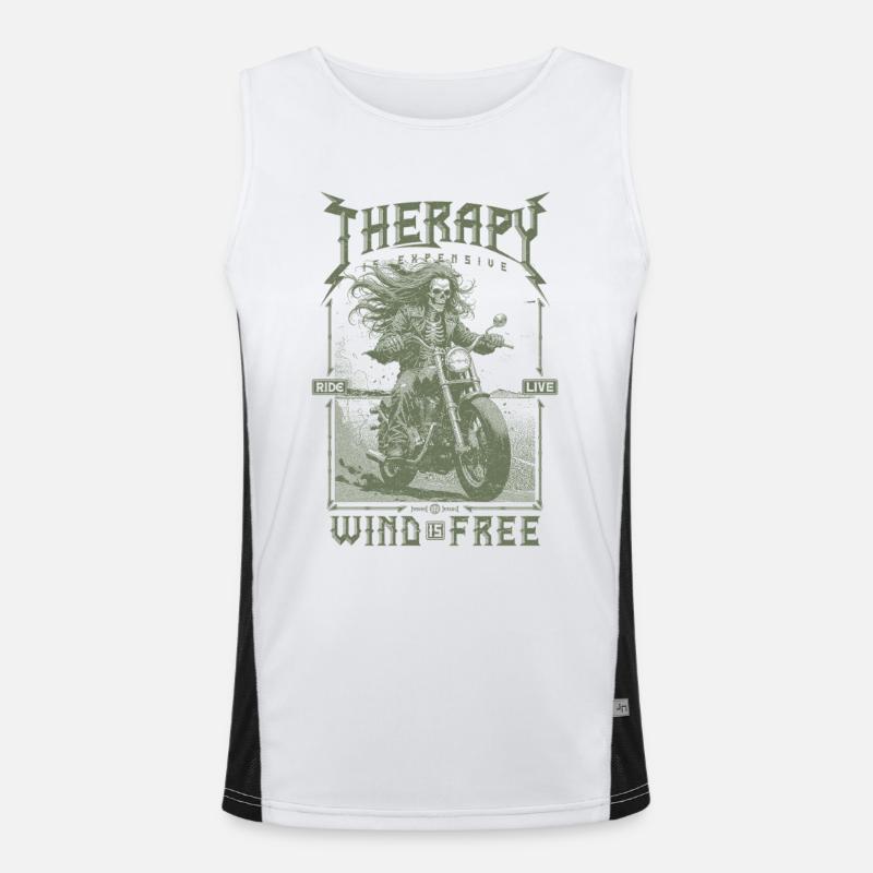 Therapy is Expensive Wind is Free Motorcycle Rider Men's Functional Contrast Tank Top 