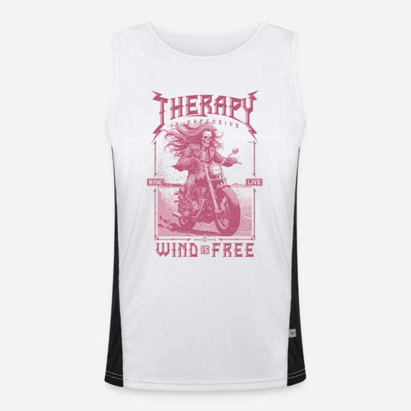 Therapy is Expensive Wind is Free Motorcycle Rider Men's Functional Contrast Tank Top 