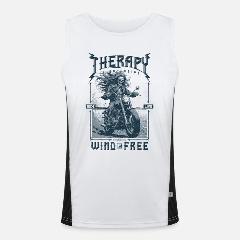 Therapy is Expensive Wind is Free Motorcycle Rider Men's Functional Contrast Tank Top 