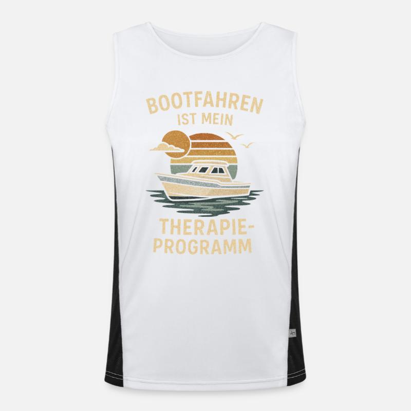 Boating is my therapy program - Men's Functional Contrast Tank Top  - white/black