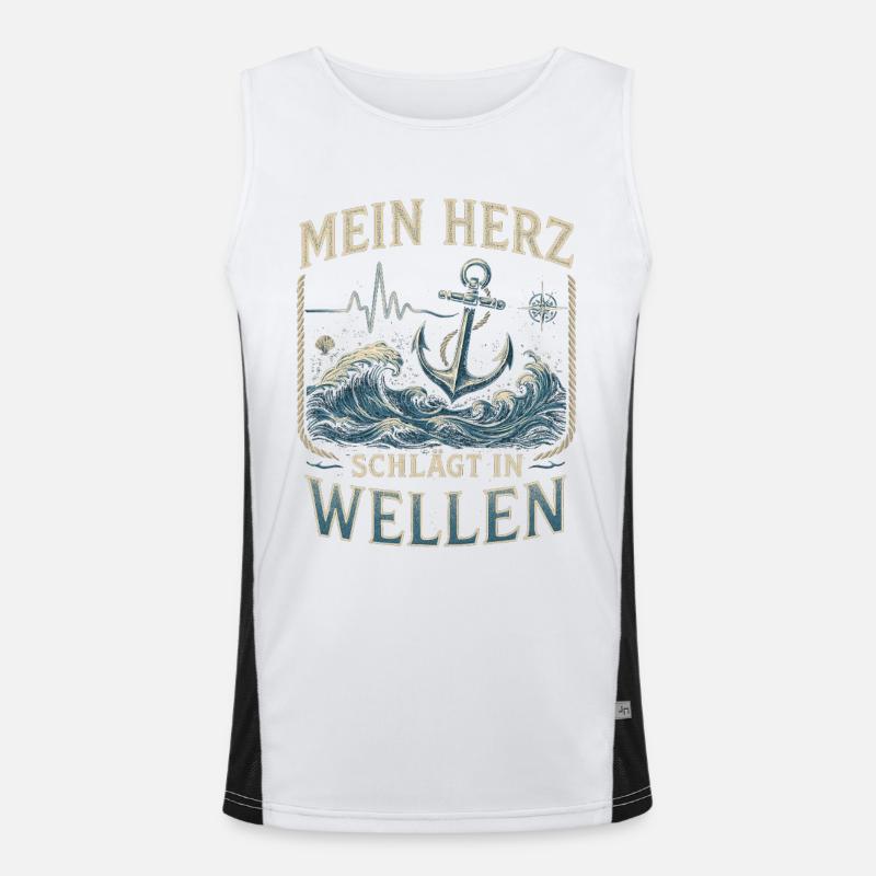 My heart beats in waves Men's Functional Contrast Tank Top 