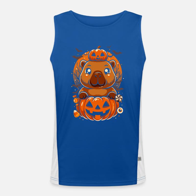 Capibara Halloween Pumpkins Men's Functional Contrast Tank Top 