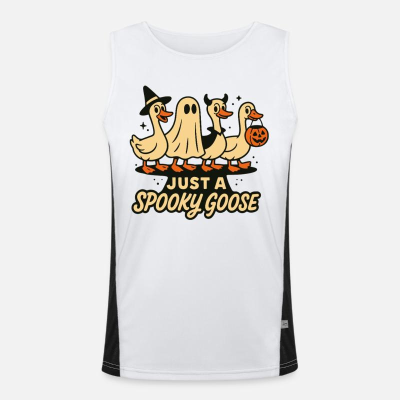 Just A Spooky Goose Halloween Party Fun Men's Functional Contrast Tank Top 