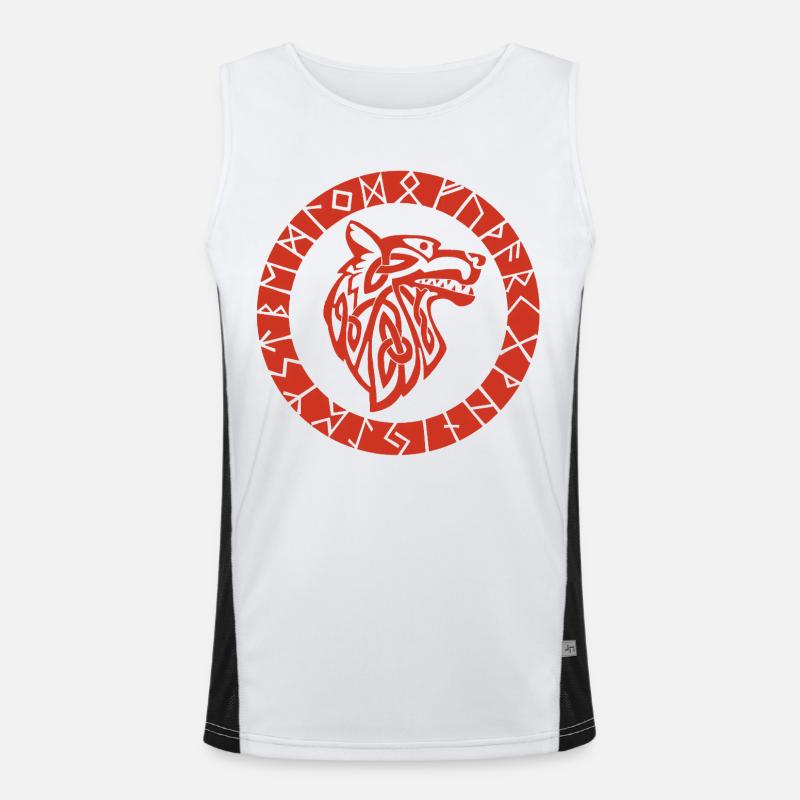 Viking Red Wolf Emblem Men's Functional Contrast Tank Top 