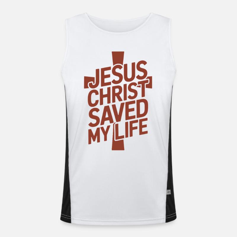  Jesus Christus hat mein Leben gerettet Funktionelles Kontrast-Tank Top für Männer 