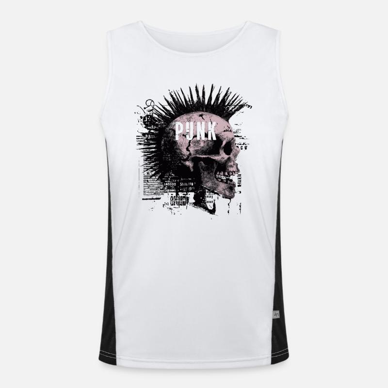 Punk Rock Mohawk Crâne Débardeur respirant contrasté Homme 