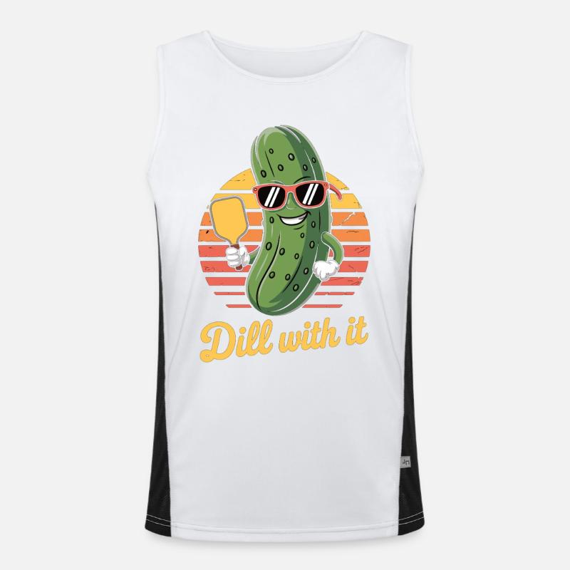 Pickleball Shirt – Gurke mit Schläger Dill with it Funktionelles Kontrast-Tank Top für Männer 