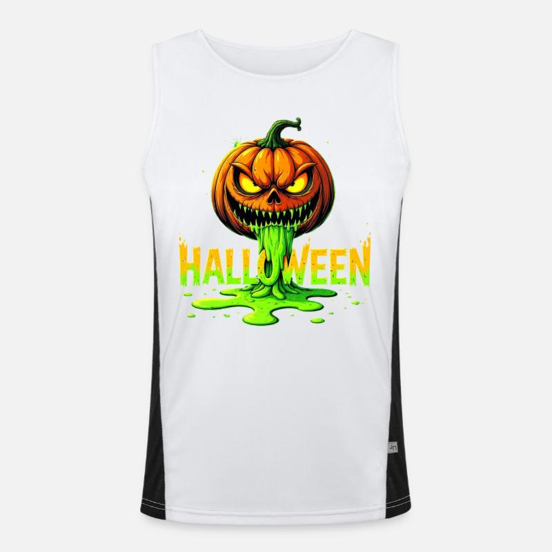 Green Halloween Pumpkin Horror Men's Functional Contrast Tank Top 