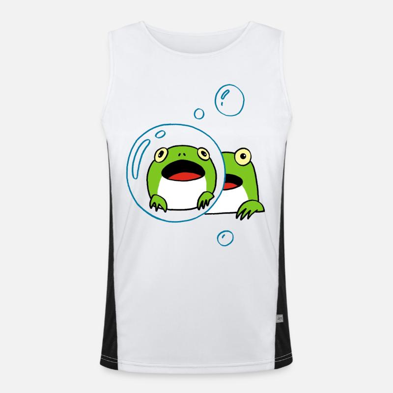 Frog manga - Men's Functional Contrast Tank Top  - white/black