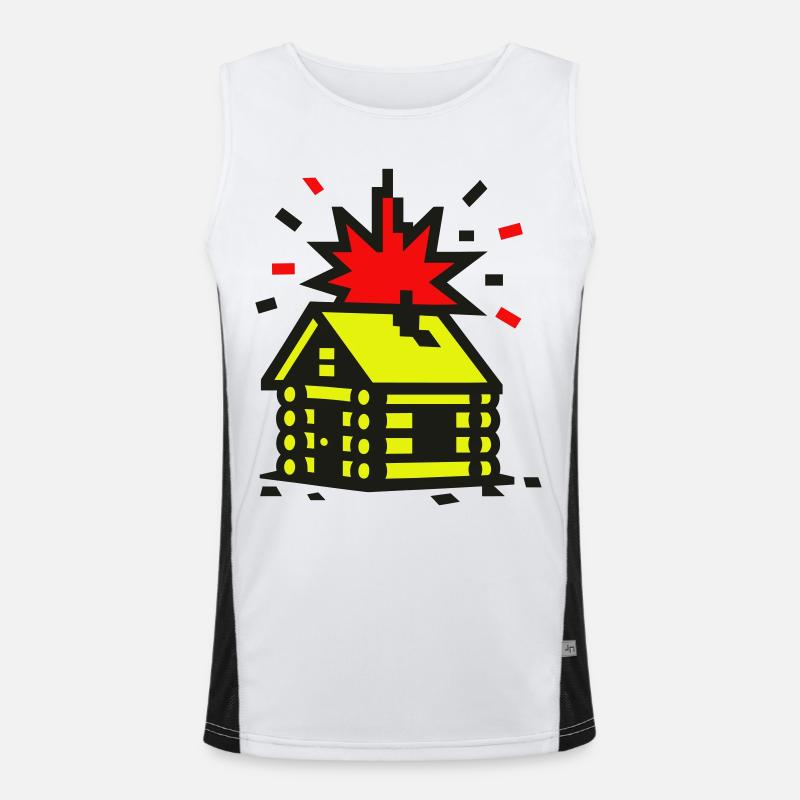 Explosion Hütte 8bit Pixelart Funktionelles Kontrast-Tank Top für Männer 