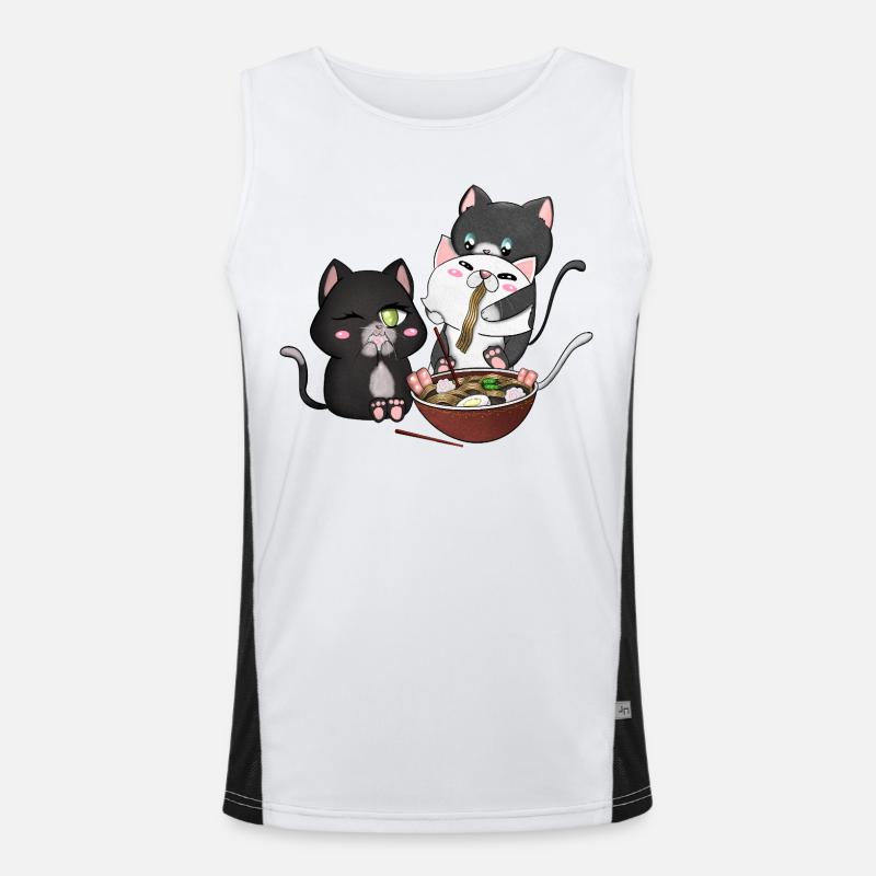 chats mangeant des ramen Débardeur respirant contrasté Homme 