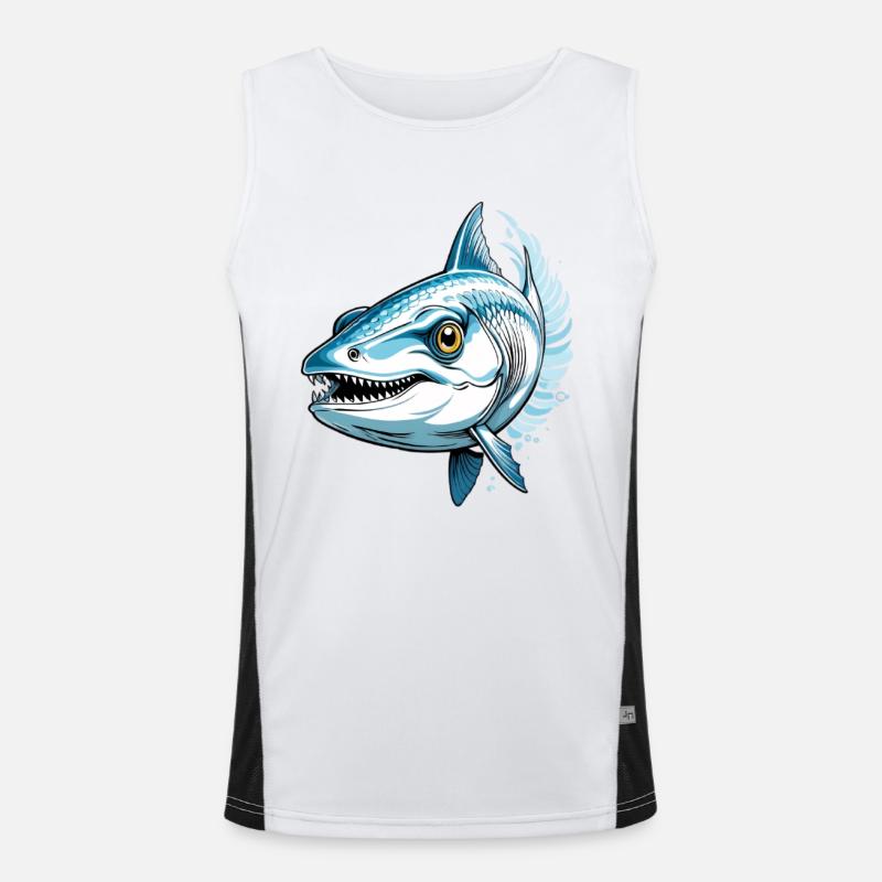 Blauer Raubfisch Aggressor Funktionelles Kontrast-Tank Top für Männer 