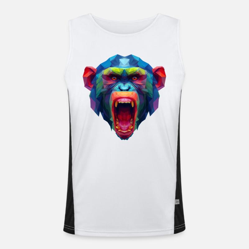 Colorful polygon monkey head Men's Functional Contrast Tank Top 