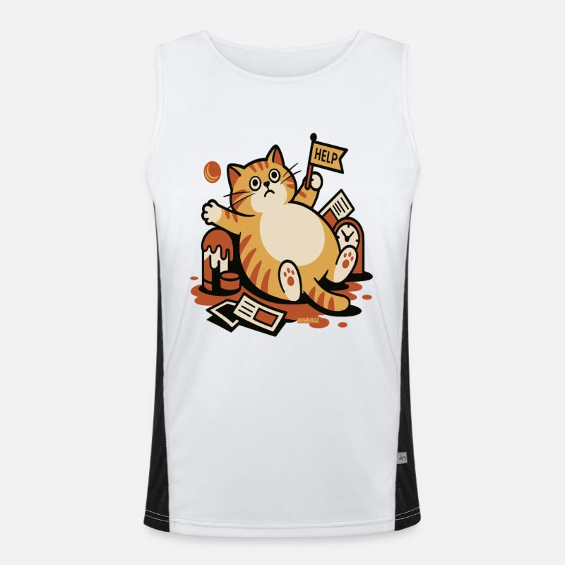Cat in the cry for help chaos Men's Functional Contrast Tank Top 