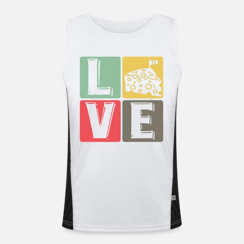 KäseLiebe Pop Art Quadrat Funktionelles Kontrast-Tank Top für Männer 