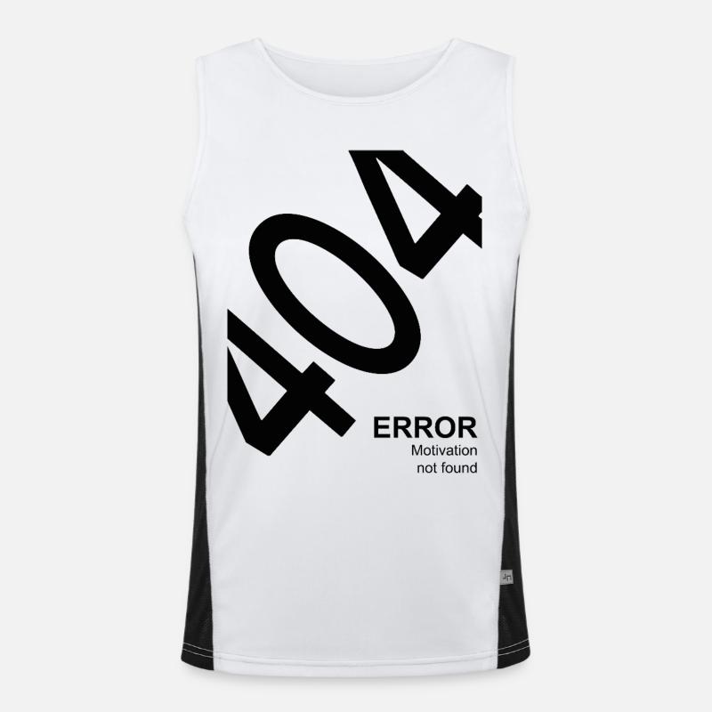404 Error Motivation not found Lustiger IT Spruch Funktionelles Kontrast-Tank Top für Männer 