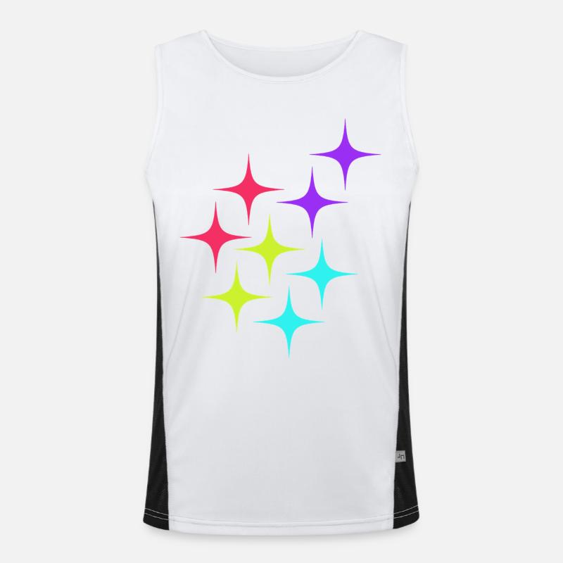 Colorful star sparkle pattern Men's Functional Contrast Tank Top 
