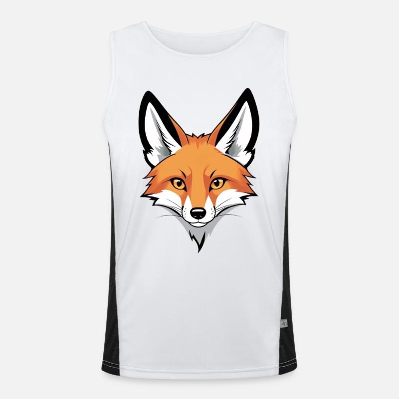 Fuchs Kopf Illustration Funktionelles Kontrast-Tank Top für Männer 