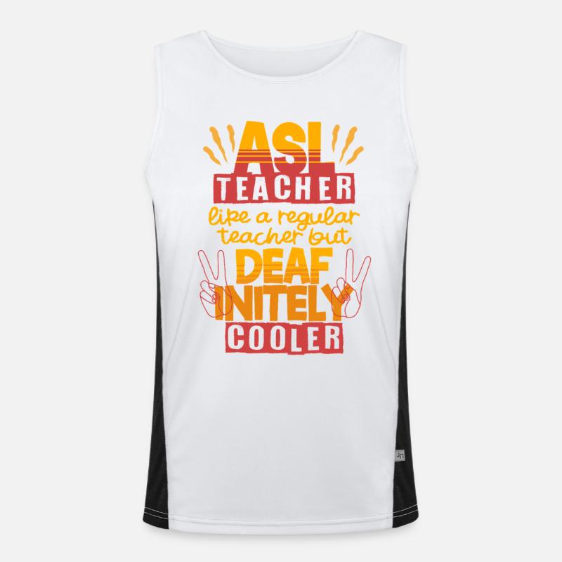 ASL Lehrer Enseignant d’ASL sourd Débardeur respirant contrasté Homme 