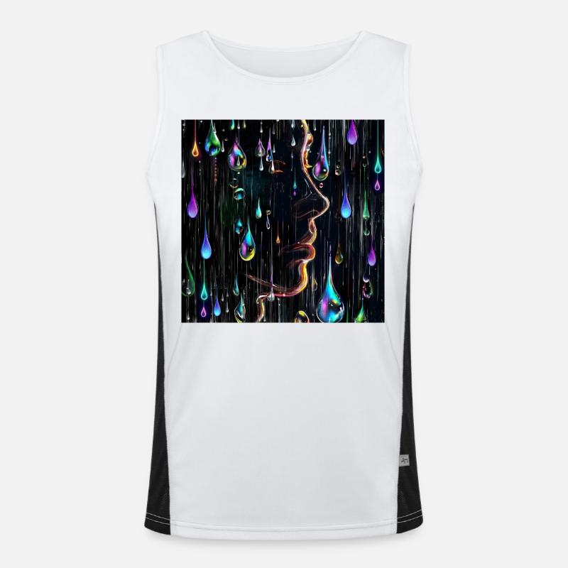 Neonregen-Porträt mit Tröpfchen Funktionelles Kontrast-Tank Top für Männer 