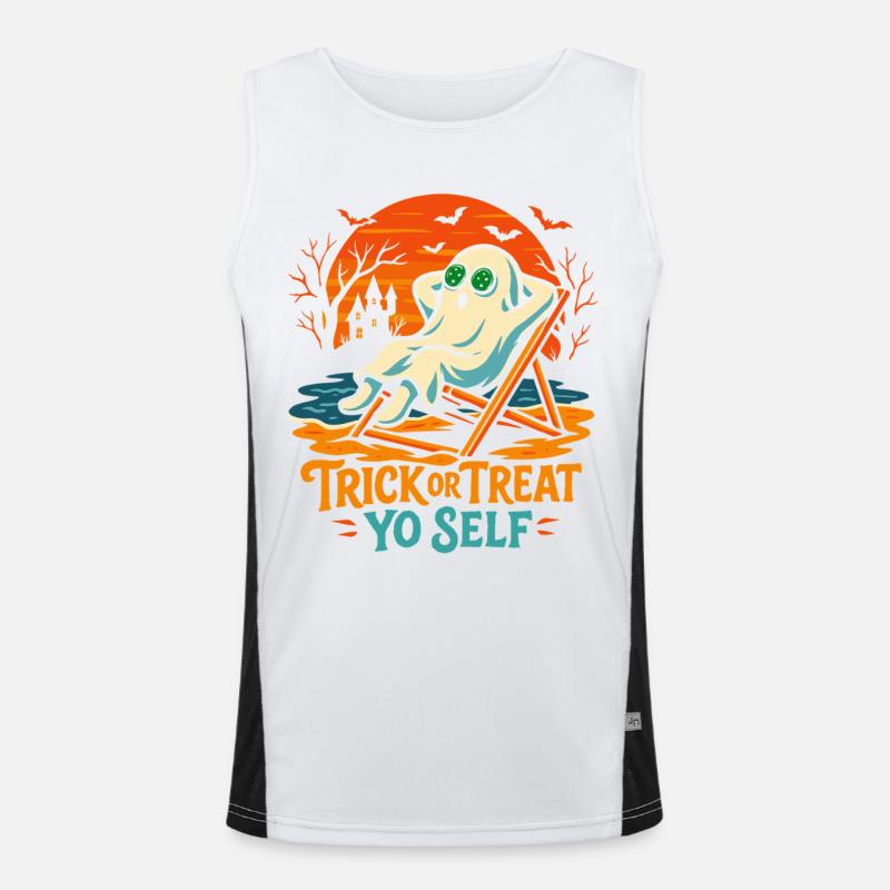 Süßes Oder Saures Dich Selbst Lustiger Halloween-Spruch Funktionelles Kontrast-Tank Top für Männer 