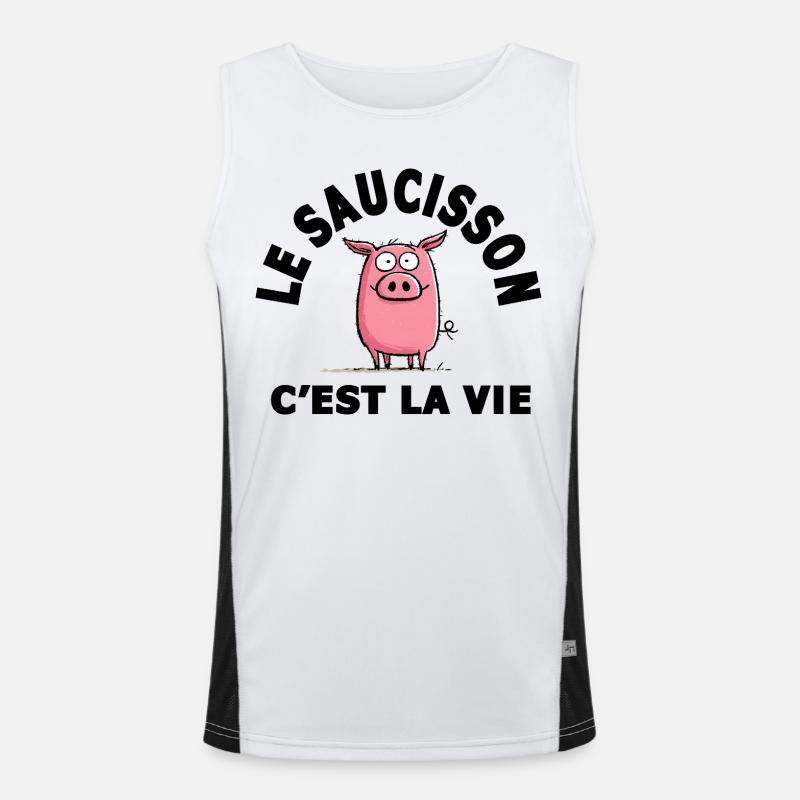le saucisson c'est la vie humour Débardeur respirant contrasté Homme 