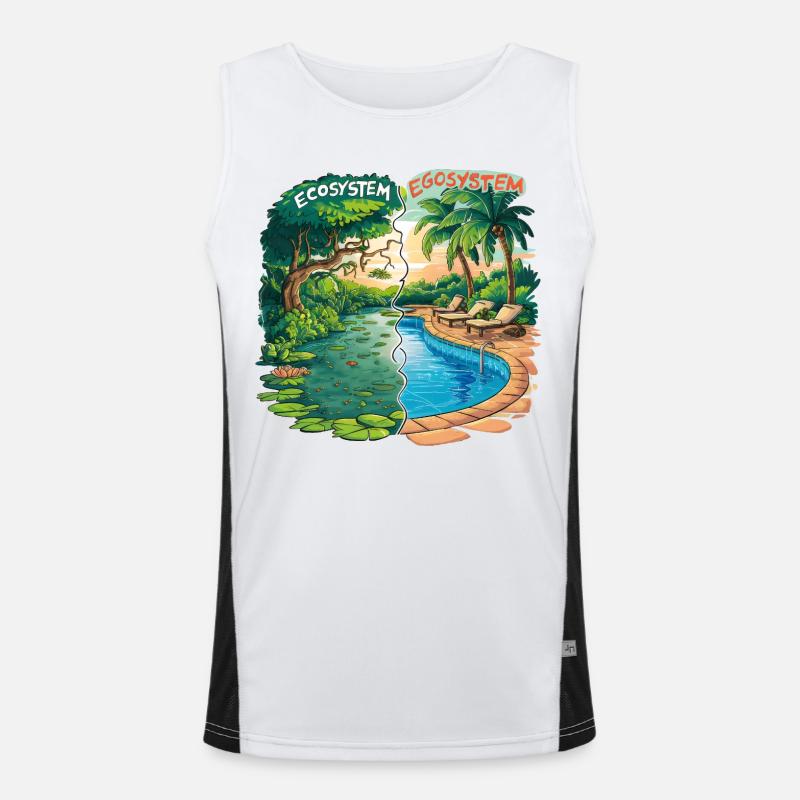 Ecosystem vs Egosystem Eco-Friendly Message - Men's Functional Contrast Tank Top  - white/black