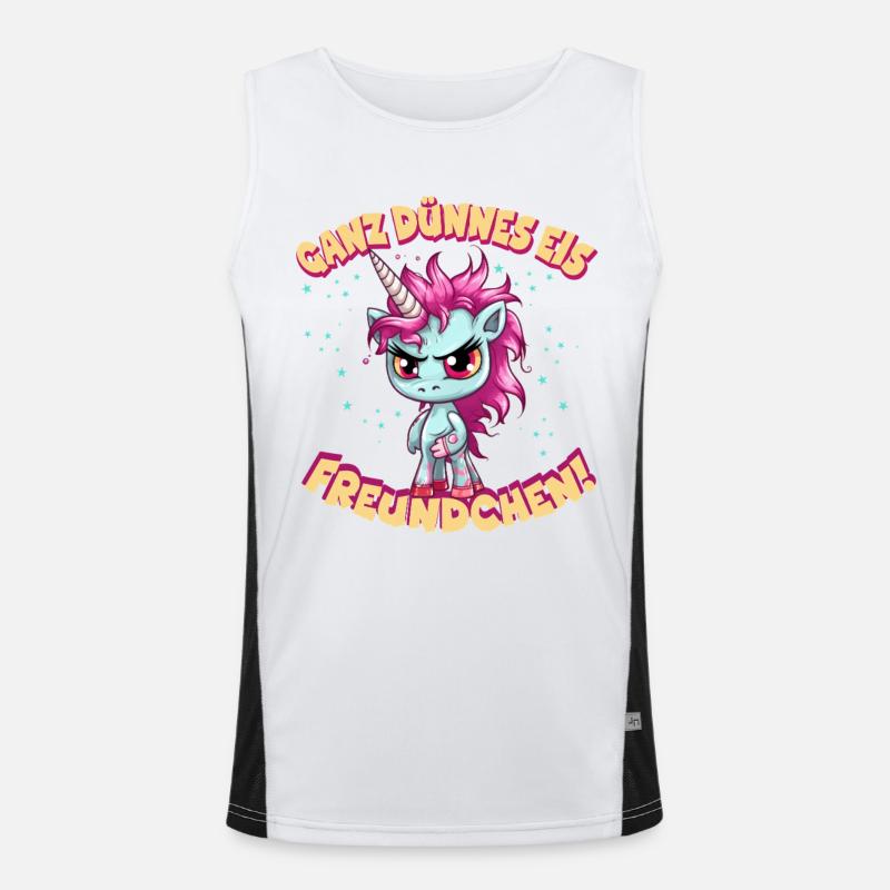 Wütendes Einhorn mit pinker Mähne Funktionelles Kontrast-Tank Top für Männer 