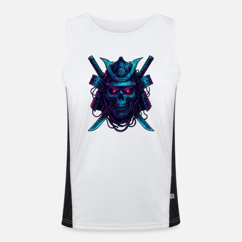 Cyber Samurai Crâne Neon Design Débardeur respirant contrasté Homme 