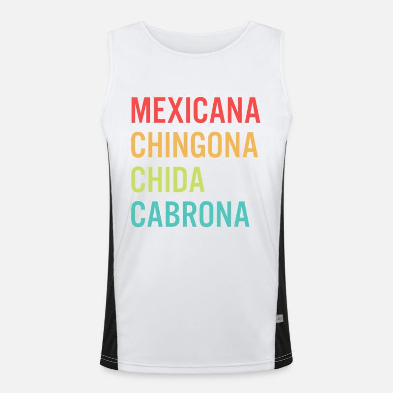 Mexicana Chingona Cabrona Orgullo - Men's Functional Contrast Tank Top  - white/black