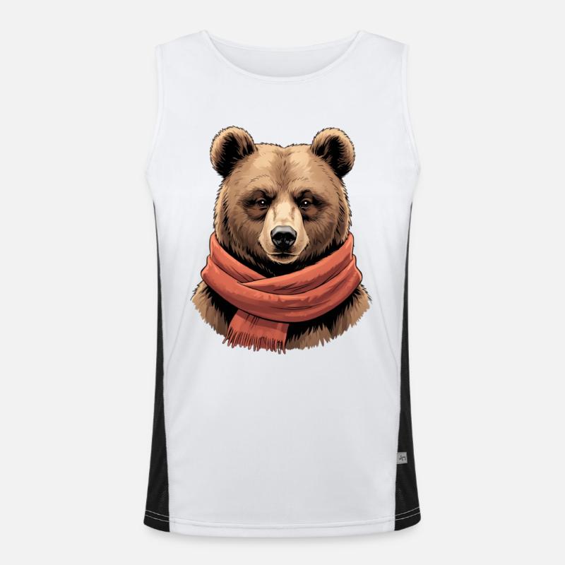 Ours avec écharpe rouge Débardeur respirant contrasté Homme 