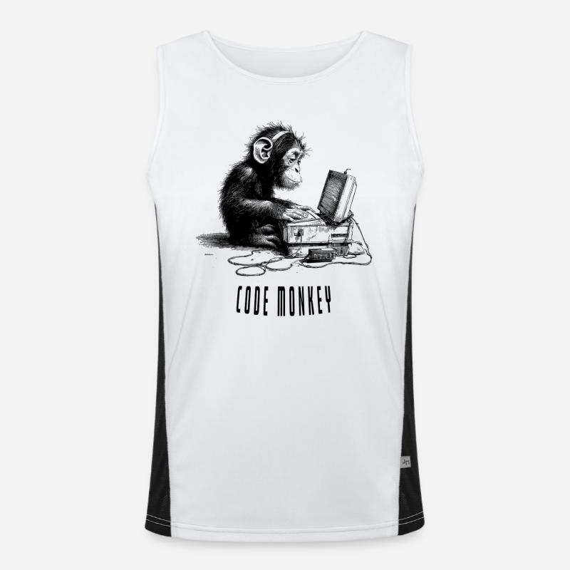Code Monkay - Men's Functional Contrast Tank Top  - white/black
