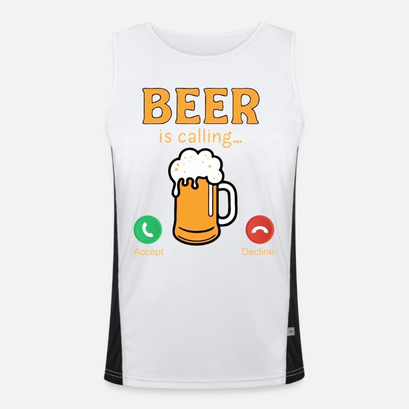 Beer is calling funny Beer Quotes das Bier ruft an Funktionelles Kontrast-Tank Top für Männer 