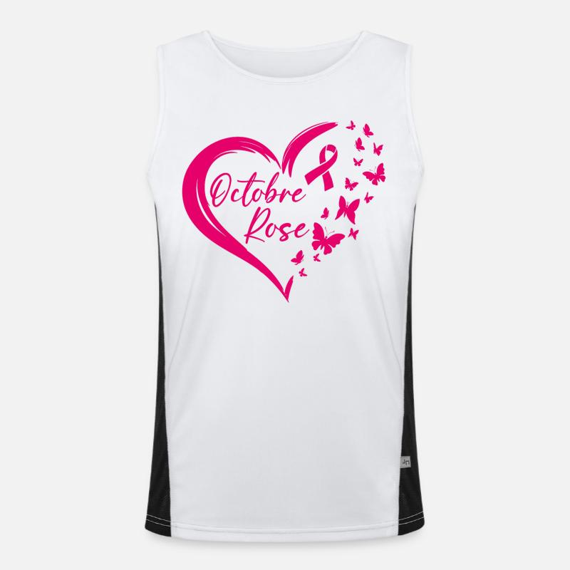 Pink October Ribbon Awareness Men's Functional Contrast Tank Top 