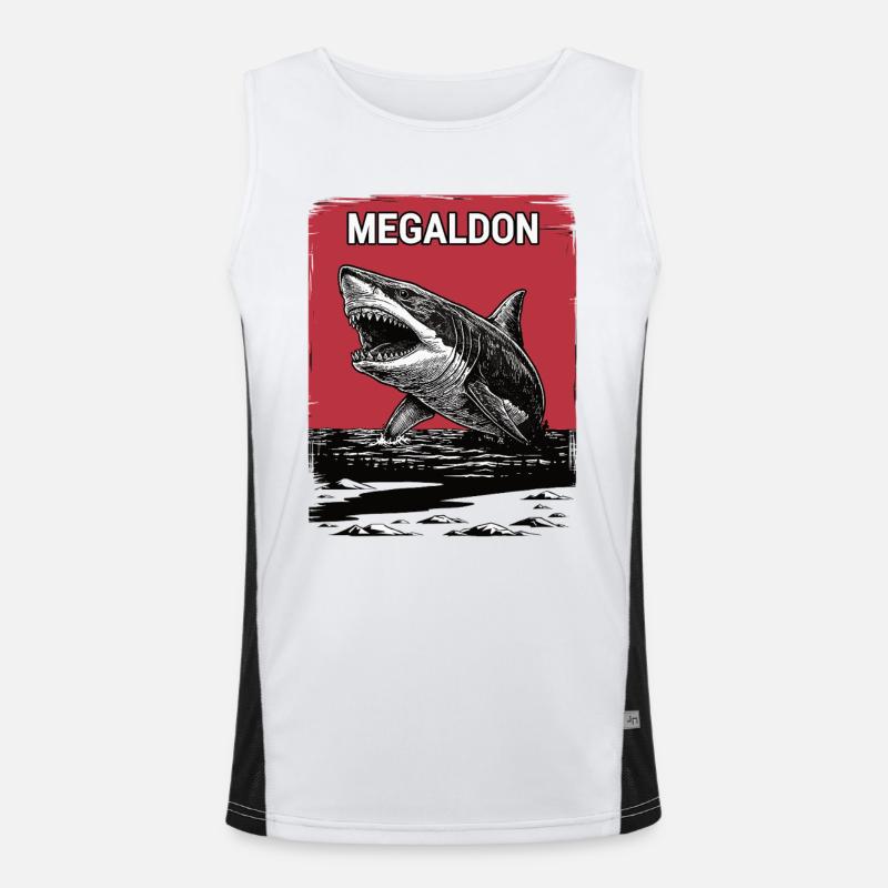 Megaldon Deep Sea Hunter Motif Men's Functional Contrast Tank Top 