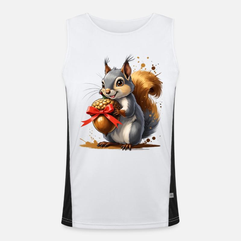 Squirrel with red acorn Men's Functional Contrast Tank Top 