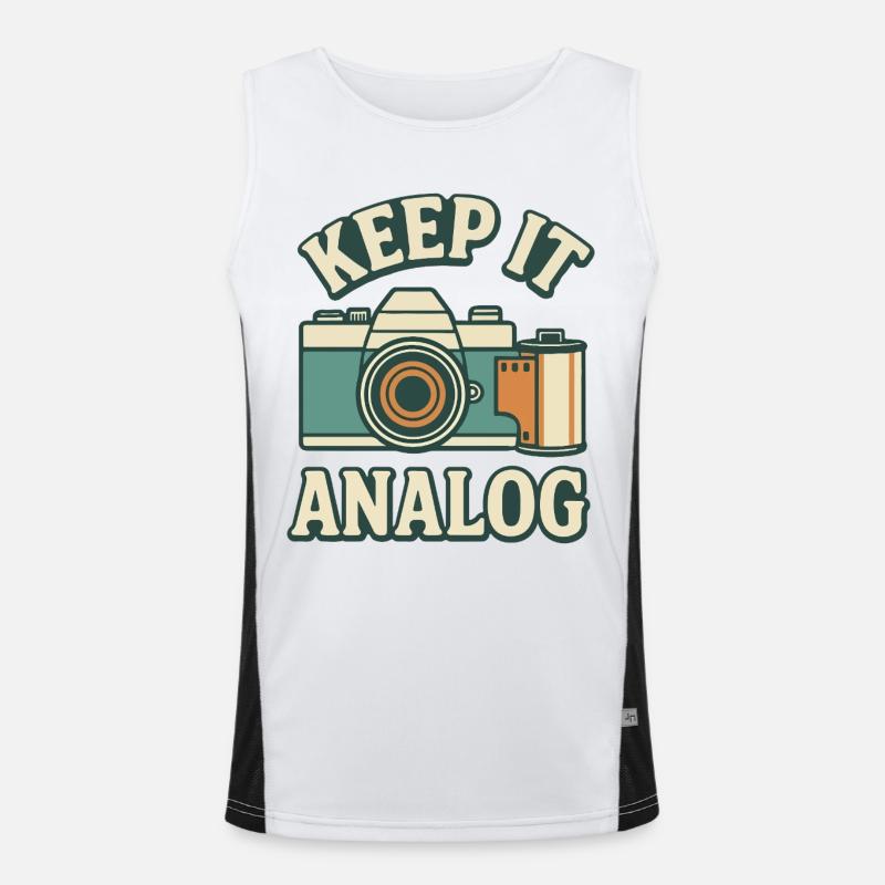 Bleib analog Funktionelles Kontrast-Tank Top für Männer 