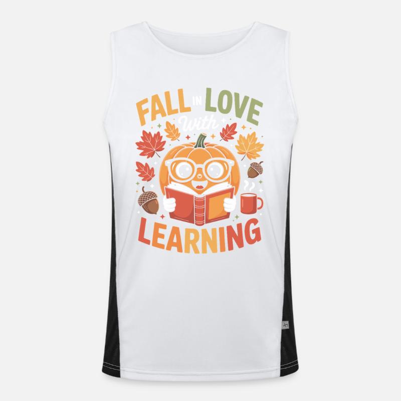 Fall In Love With Teaching Herbst Lehrerin Funktionelles Kontrast-Tank Top für Männer 